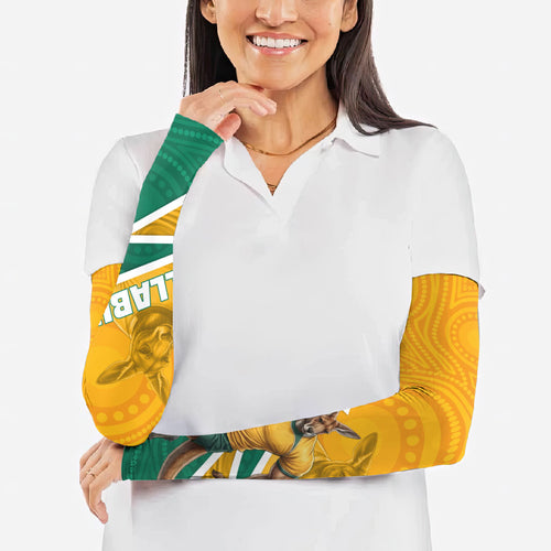 Australia Wallabies Kangaroo Arm Sleeves Australia Flag And Lightning Bolt - Aboriginal Rugby Mascot