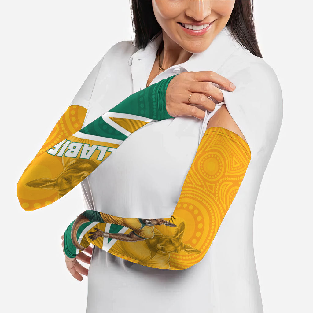Australia Wallabies Kangaroo Arm Sleeves Australia Flag And Lightning Bolt - Aboriginal Rugby Mascot