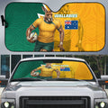 Australia Wallabies Kangaroo Auto Sun Shade Australia Flag And Lightning Bolt - Aboriginal Rugby Mascot