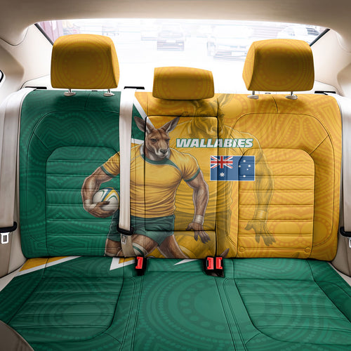Australia Wallabies Kangaroo Back Car Seat Cover Australia Flag And Lightning Bolt - Aboriginal Rugby Mascot