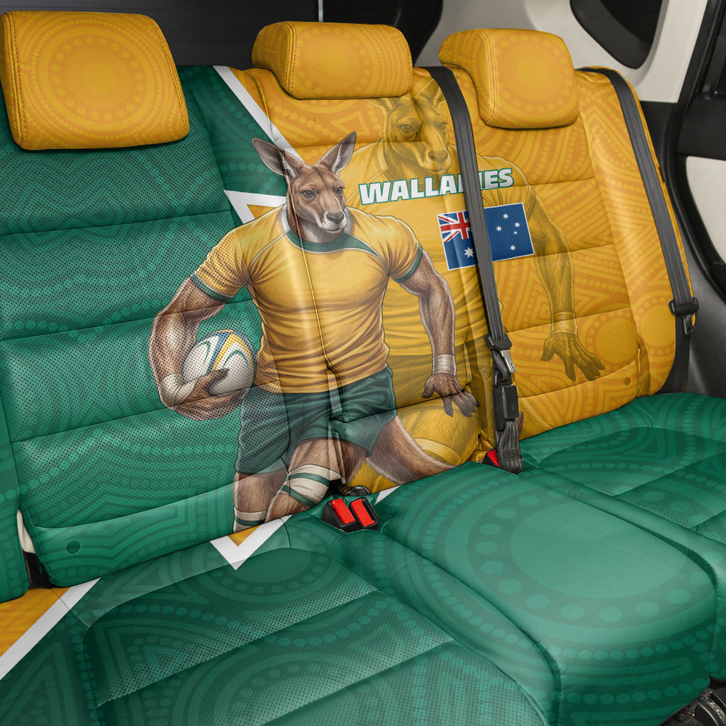 Australia Wallabies Kangaroo Back Car Seat Cover Australia Flag And Lightning Bolt - Aboriginal Rugby Mascot