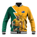 Australia Wallabies Kangaroo Baseball Jacket Australia Flag And Lightning Bolt - Aboriginal Rugby Mascot