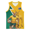Australia Wallabies Kangaroo Basketball Jersey Australia Flag And Lightning Bolt - Aboriginal Rugby Mascot