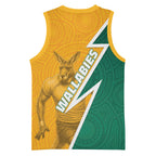 Australia Wallabies Kangaroo Basketball Jersey Australia Flag And Lightning Bolt - Aboriginal Rugby Mascot