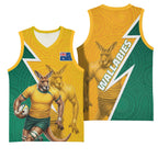 Australia Wallabies Kangaroo Basketball Jersey Australia Flag And Lightning Bolt - Aboriginal Rugby Mascot