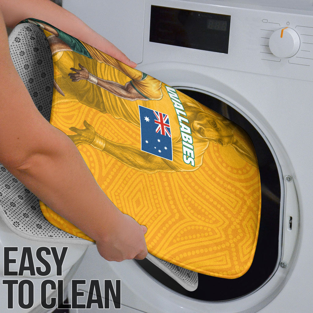 Australia Wallabies Kangaroo Bathroom Set Australia Flag And Lightning Bolt - Aboriginal Rugby Mascot