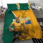 Australia Wallabies Kangaroo Bedding Set Australia Flag And Lightning Bolt - Aboriginal Rugby Mascot