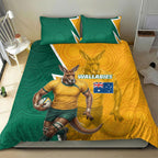 Australia Wallabies Kangaroo Bedding Set Australia Flag And Lightning Bolt - Aboriginal Rugby Mascot