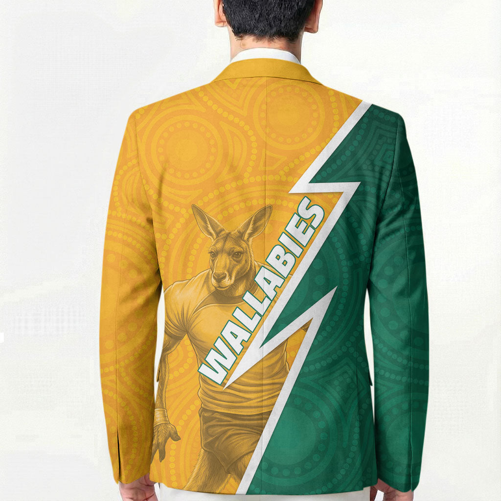 Australia Wallabies Kangaroo Blazer Australia Flag And Lightning Bolt - Aboriginal Rugby Mascot