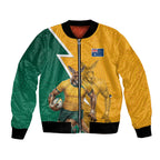 Australia Wallabies Kangaroo Bomber Jacket Australia Flag And Lightning Bolt - Aboriginal Rugby Mascot
