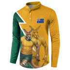 Australia Wallabies Kangaroo Button Sweatshirt Australia Flag And Lightning Bolt - Aboriginal Rugby Mascot