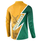 Australia Wallabies Kangaroo Button Sweatshirt Australia Flag And Lightning Bolt - Aboriginal Rugby Mascot