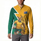 Australia Wallabies Kangaroo Button Sweatshirt Australia Flag And Lightning Bolt - Aboriginal Rugby Mascot