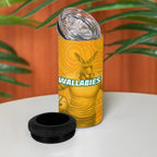 Australia Wallabies Kangaroo 4 in 1 Can Cooler Tumbler Australia Flag And Lightning Bolt - Aboriginal Rugby Mascot