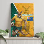 Australia Wallabies Kangaroo Canvas Wall Art Australia Flag And Lightning Bolt - Aboriginal Rugby Mascot