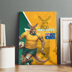 Australia Wallabies Kangaroo Canvas Wall Art Australia Flag And Lightning Bolt - Aboriginal Rugby Mascot
