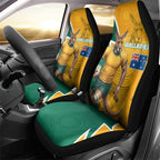Australia Wallabies Kangaroo Car Seat Cover Australia Flag And Lightning Bolt - Aboriginal Rugby Mascot