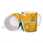 Australia Wallabies Kangaroo Ceramic Mug Australia Flag And Lightning Bolt - Aboriginal Rugby Mascot