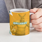 Australia Wallabies Kangaroo Ceramic Mug Australia Flag And Lightning Bolt - Aboriginal Rugby Mascot