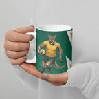 Australia Wallabies Kangaroo Ceramic Mug Australia Flag And Lightning Bolt - Aboriginal Rugby Mascot