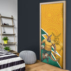 Australia Wallabies Kangaroo Door Cover Australia Flag And Lightning Bolt - Aboriginal Rugby Mascot