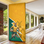 Australia Wallabies Kangaroo Door Cover Australia Flag And Lightning Bolt - Aboriginal Rugby Mascot