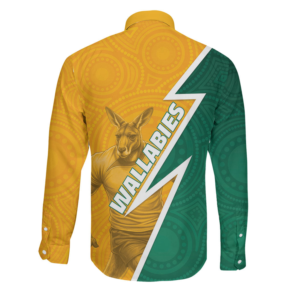 Australia Wallabies Kangaroo Family Matching Mermaid Dress and Hawaiian Shirt Australia Flag And Lightning Bolt - Aboriginal Rugby Mascot