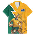 Australia Wallabies Kangaroo Family Matching Summer Maxi Dress and Hawaiian Shirt Australia Flag And Lightning Bolt - Aboriginal Rugby Mascot