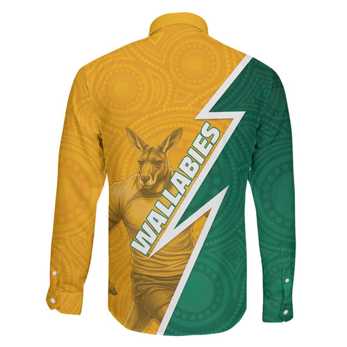 Australia Wallabies Kangaroo Family Matching Summer Maxi Dress and Hawaiian Shirt Australia Flag And Lightning Bolt - Aboriginal Rugby Mascot