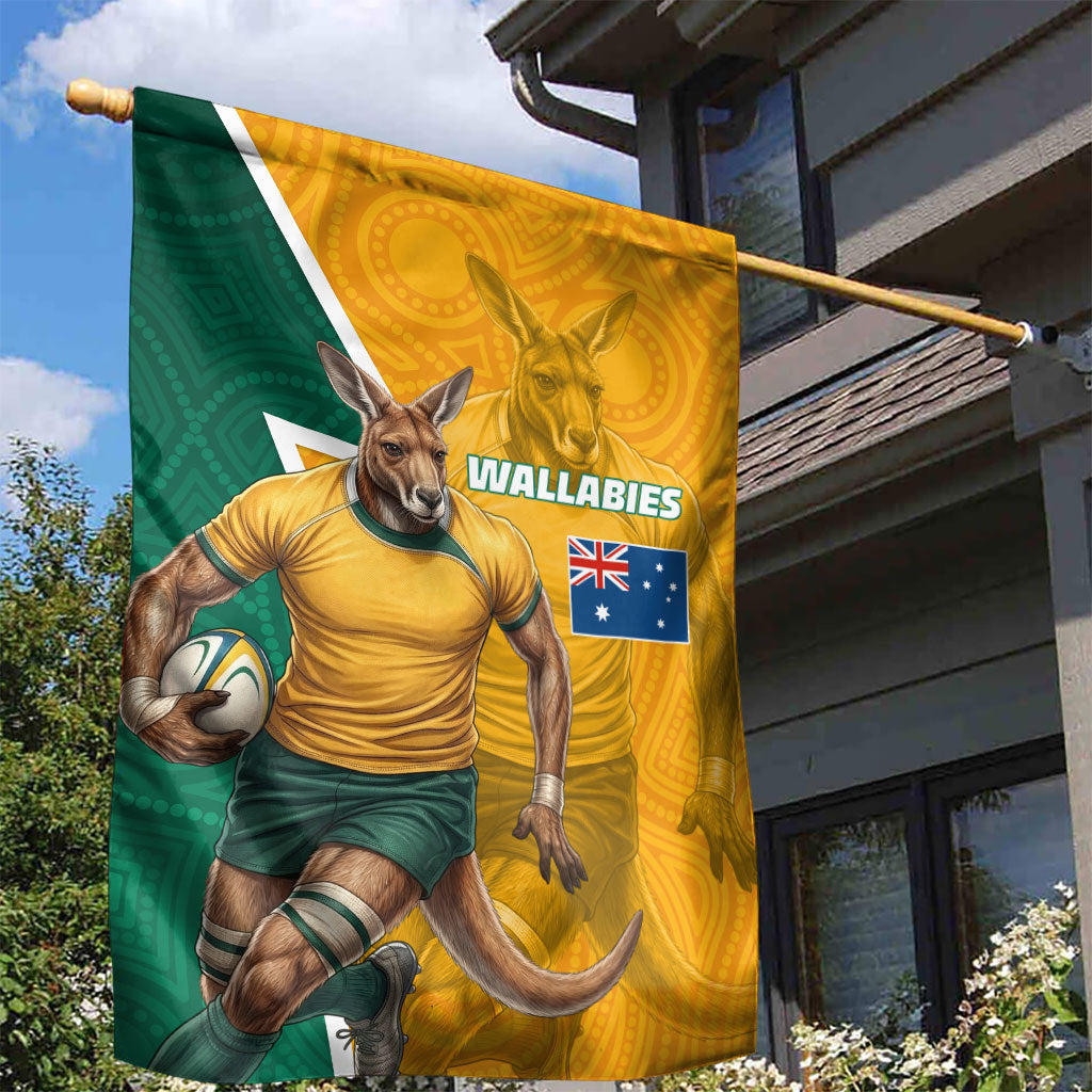 Australia Wallabies Kangaroo Garden Flag Australia Flag And Lightning Bolt - Aboriginal Rugby Mascot