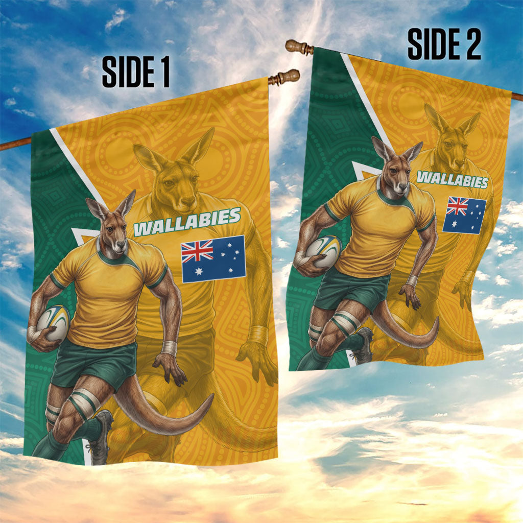Australia Wallabies Kangaroo Garden Flag Australia Flag And Lightning Bolt - Aboriginal Rugby Mascot