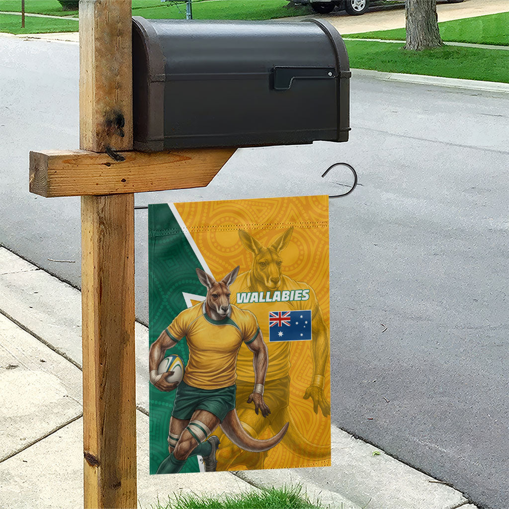 Australia Wallabies Kangaroo Garden Flag Australia Flag And Lightning Bolt - Aboriginal Rugby Mascot