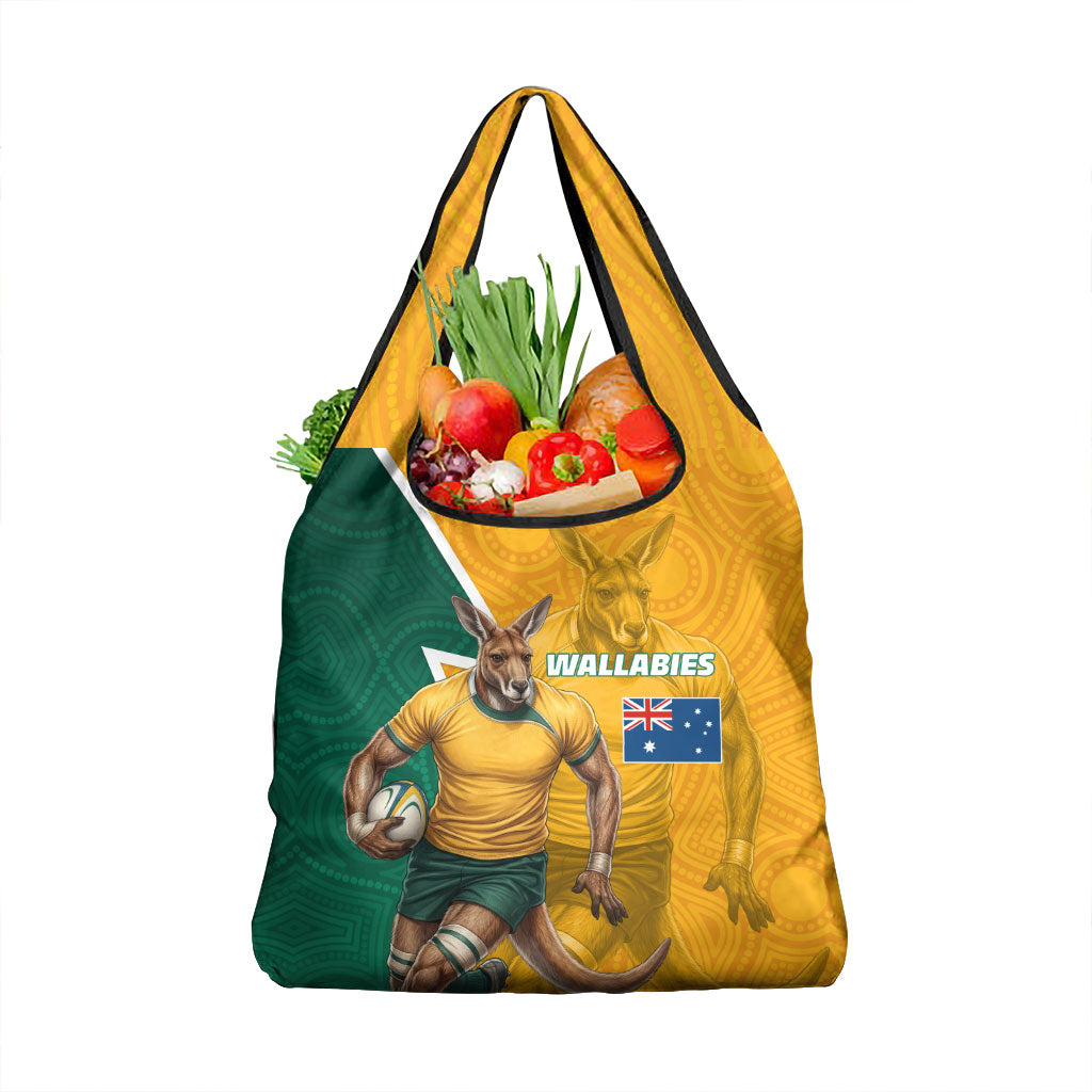 Australia Wallabies Kangaroo Grocery Bag Australia Flag And Lightning Bolt - Aboriginal Rugby Mascot