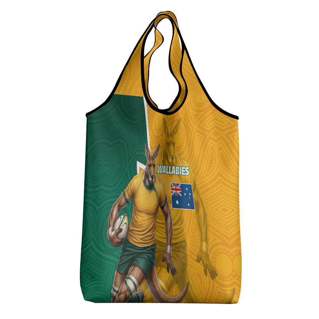 Australia Wallabies Kangaroo Grocery Bag Australia Flag And Lightning Bolt - Aboriginal Rugby Mascot