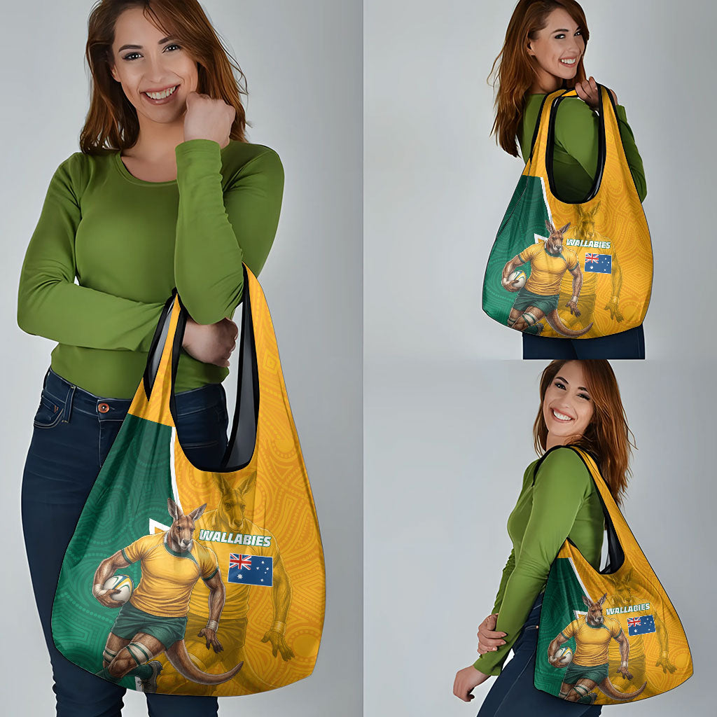 Australia Wallabies Kangaroo Grocery Bag Australia Flag And Lightning Bolt - Aboriginal Rugby Mascot