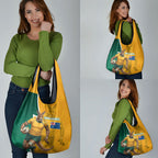 Australia Wallabies Kangaroo Grocery Bag Australia Flag And Lightning Bolt - Aboriginal Rugby Mascot