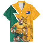 Australia Wallabies Kangaroo Hawaiian Shirt Australia Flag And Lightning Bolt - Aboriginal Rugby Mascot