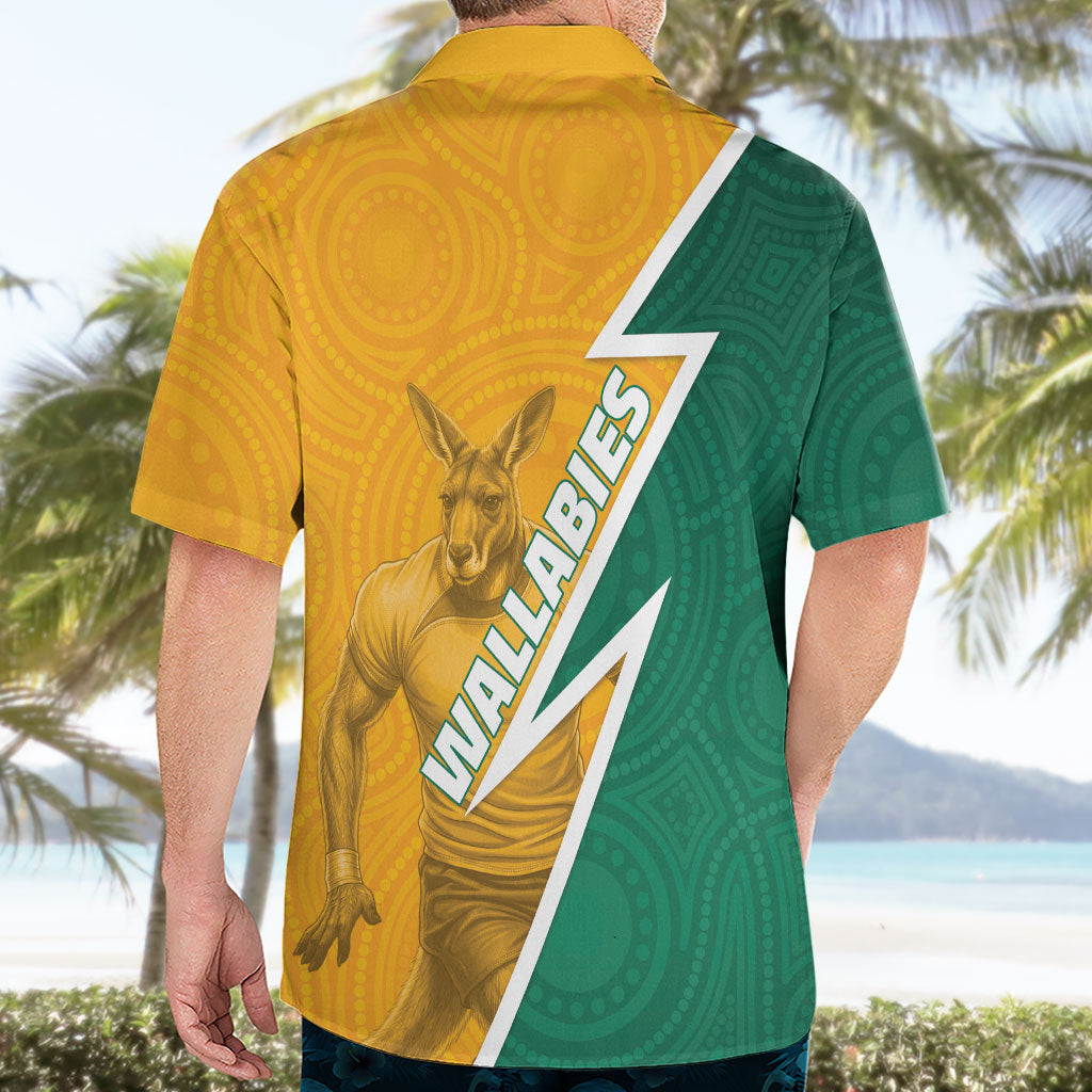 Australia Wallabies Kangaroo Hawaiian Shirt Australia Flag And Lightning Bolt - Aboriginal Rugby Mascot