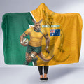 Australia Wallabies Kangaroo Hooded Blanket Australia Flag And Lightning Bolt - Aboriginal Rugby Mascot
