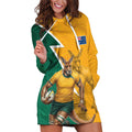 Australia Wallabies Kangaroo Hoodie Dress Australia Flag And Lightning Bolt - Aboriginal Rugby Mascot