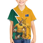 Australia Wallabies Kangaroo Kid Hawaiian Shirt Australia Flag And Lightning Bolt - Aboriginal Rugby Mascot