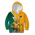 Australia Wallabies Kangaroo Kid Hoodie Australia Flag And Lightning Bolt - Aboriginal Rugby Mascot