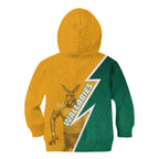 Australia Wallabies Kangaroo Kid Hoodie Australia Flag And Lightning Bolt - Aboriginal Rugby Mascot