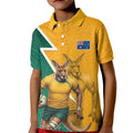 Australia Wallabies Kangaroo Kid Polo Shirt Australia Flag And Lightning Bolt - Aboriginal Rugby Mascot