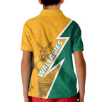Australia Wallabies Kangaroo Kid Polo Shirt Australia Flag And Lightning Bolt - Aboriginal Rugby Mascot