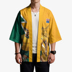 Australia Wallabies Kangaroo Kimono Australia Flag And Lightning Bolt - Aboriginal Rugby Mascot