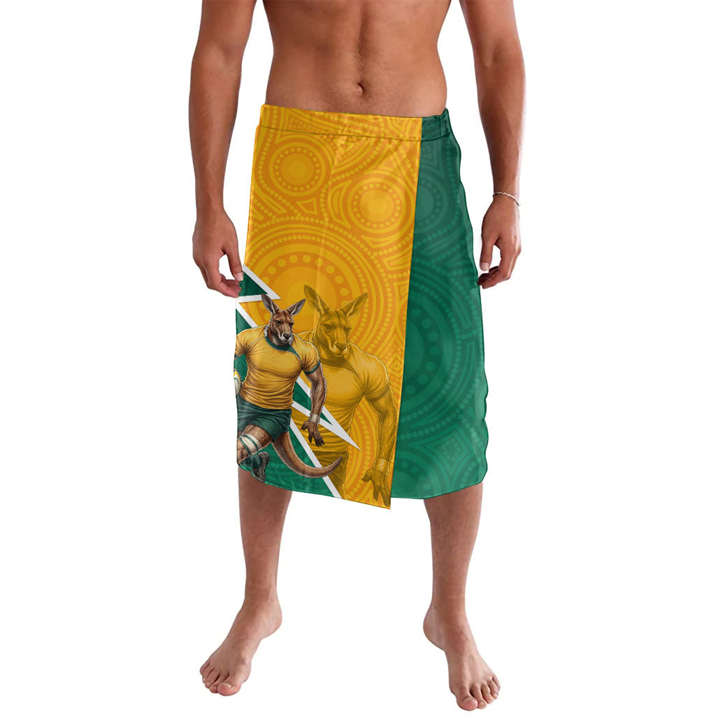 Australia Wallabies Kangaroo Lavalava Australia Flag And Lightning Bolt - Aboriginal Rugby Mascot