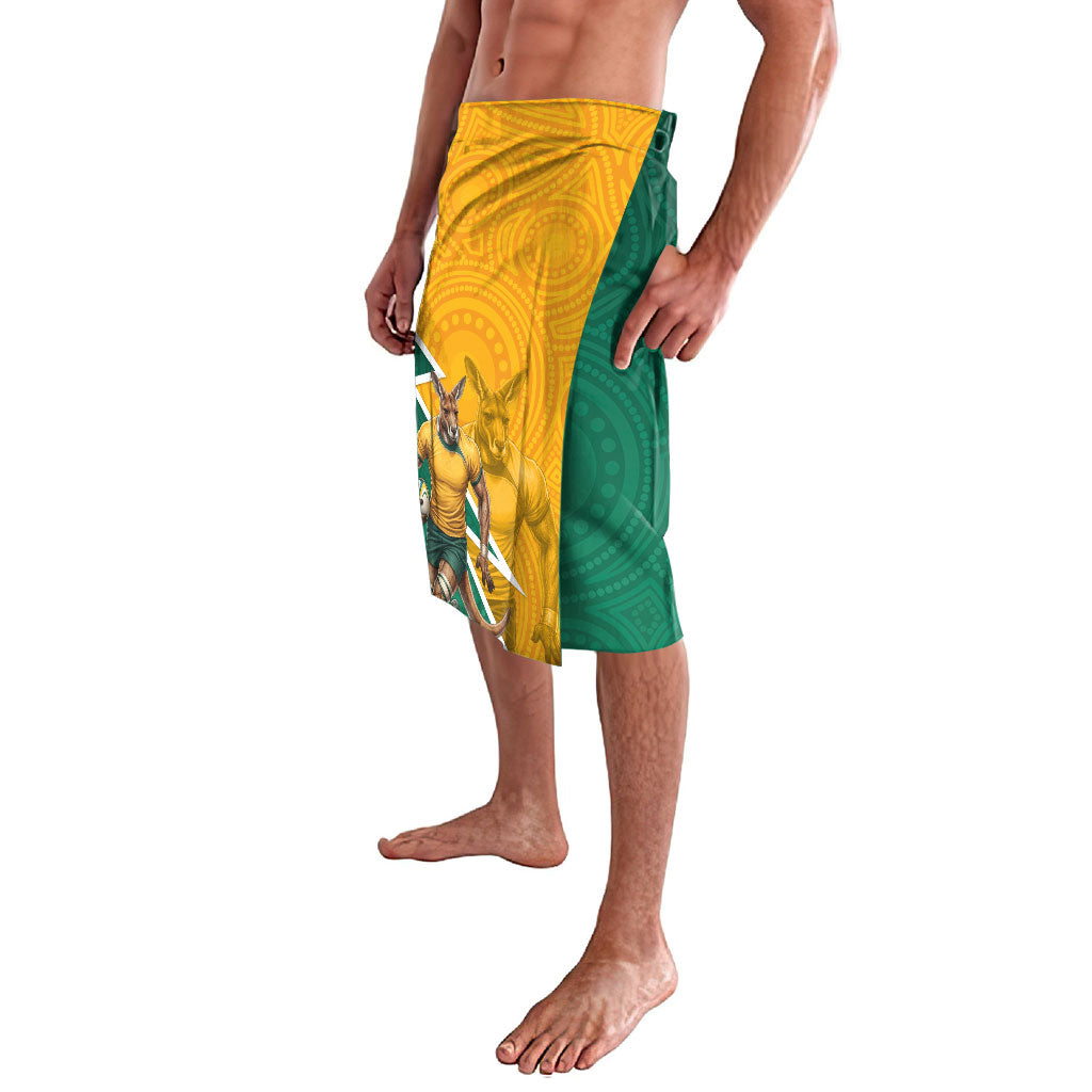 Australia Wallabies Kangaroo Lavalava Australia Flag And Lightning Bolt - Aboriginal Rugby Mascot