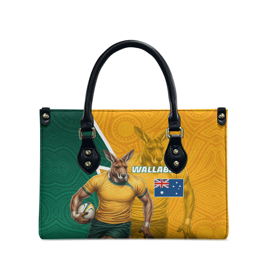 Australia Wallabies Kangaroo Leather Bag Australia Flag And Lightning Bolt - Aboriginal Rugby Mascot