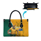 Australia Wallabies Kangaroo Leather Bag Australia Flag And Lightning Bolt - Aboriginal Rugby Mascot